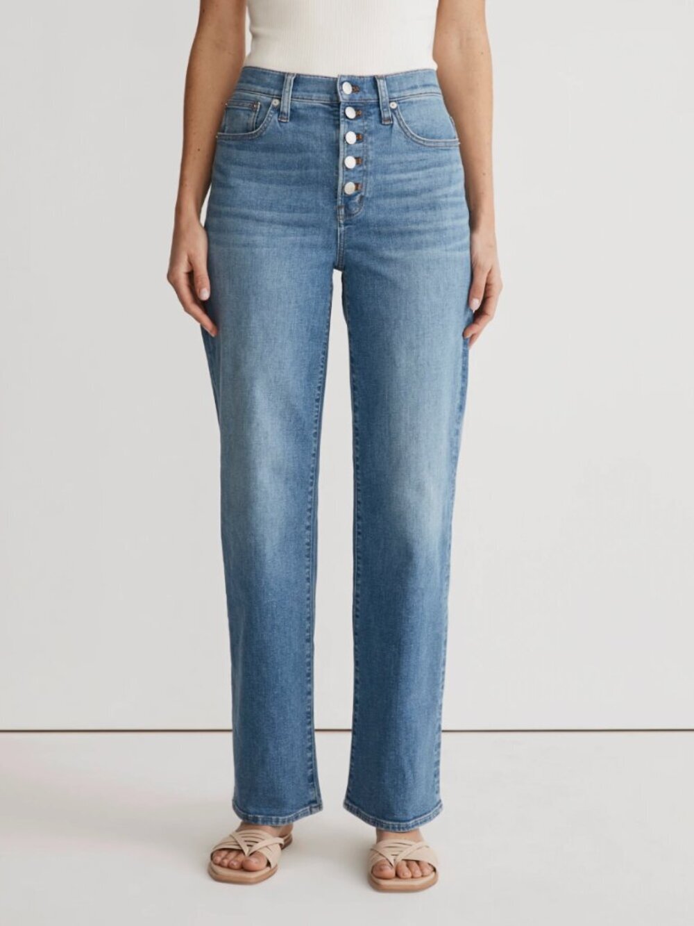 Madewell Perfect Vintage Wide-Leg Button Fly Jean High Rise Ohlman Med Blue, 29